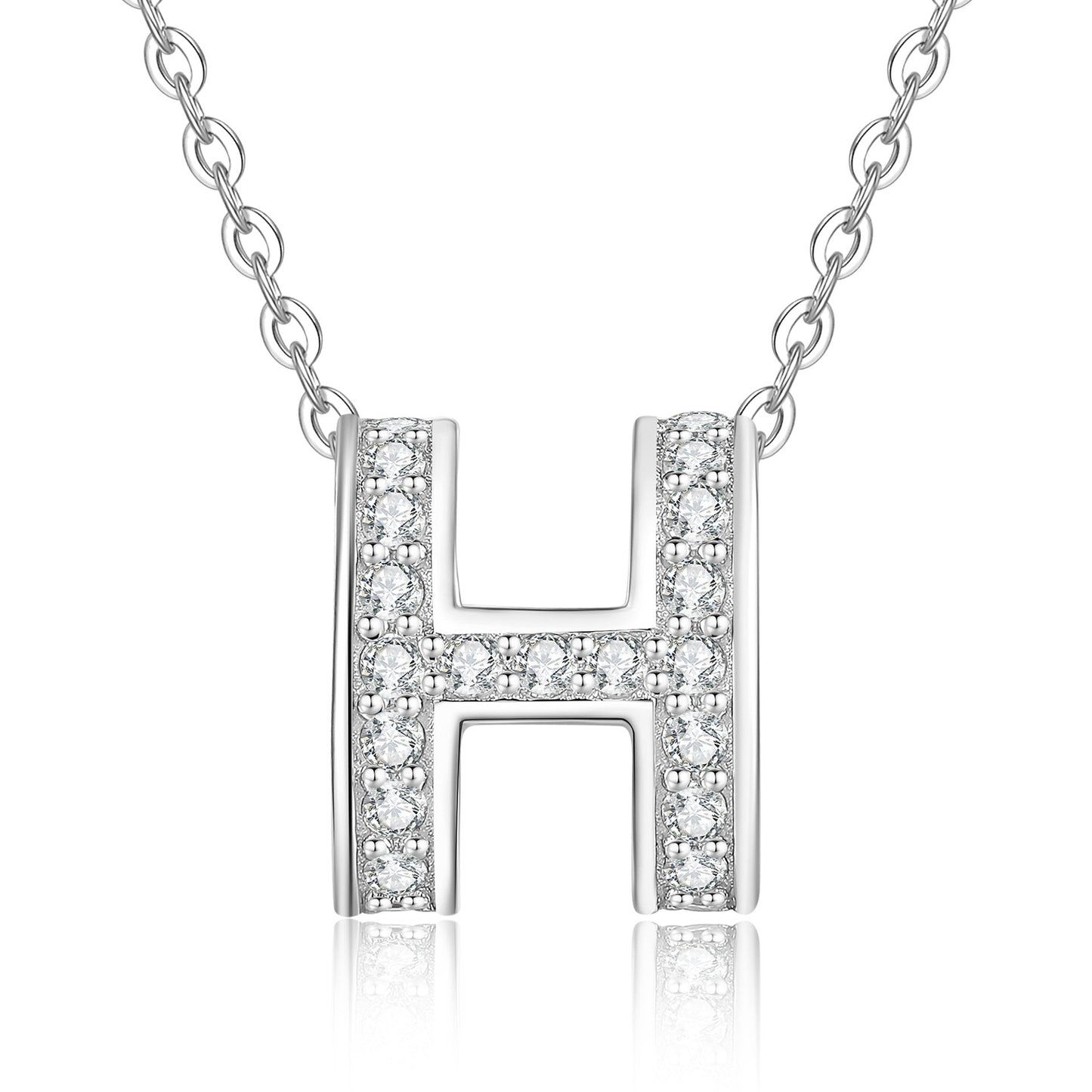 [AM]FULL-PAVE "H" MOISSANITE PENDANT NECKLACE