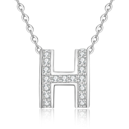 [AM]FULL-PAVE "H" MOISSANITE PENDANT NECKLACE