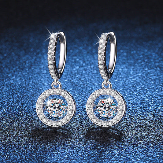 [AM]DANCING MOISSANITE HALO DROP HOOP EARRINGS
