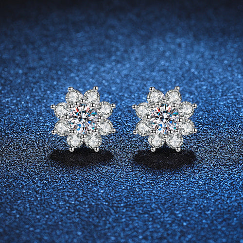 [AM]RADIANT SUNFLOWER MOISSANITE STUD EARRINGS