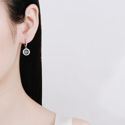 [AM]DANCING MOISSANITE HALO DROP HOOP EARRINGS