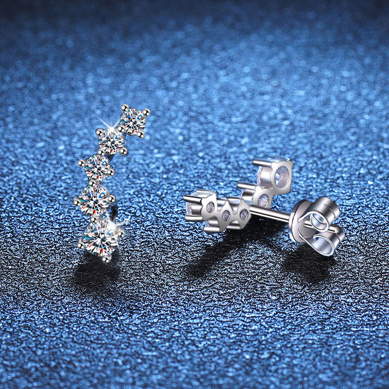 [AM]SPARKLING SMILE ARC MOISSANITE STUD EARRINGS