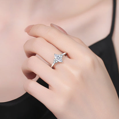 [AM]ELEGANT MARQUISE CUT MOISSANITE RING WITH SIDE ACCENTS