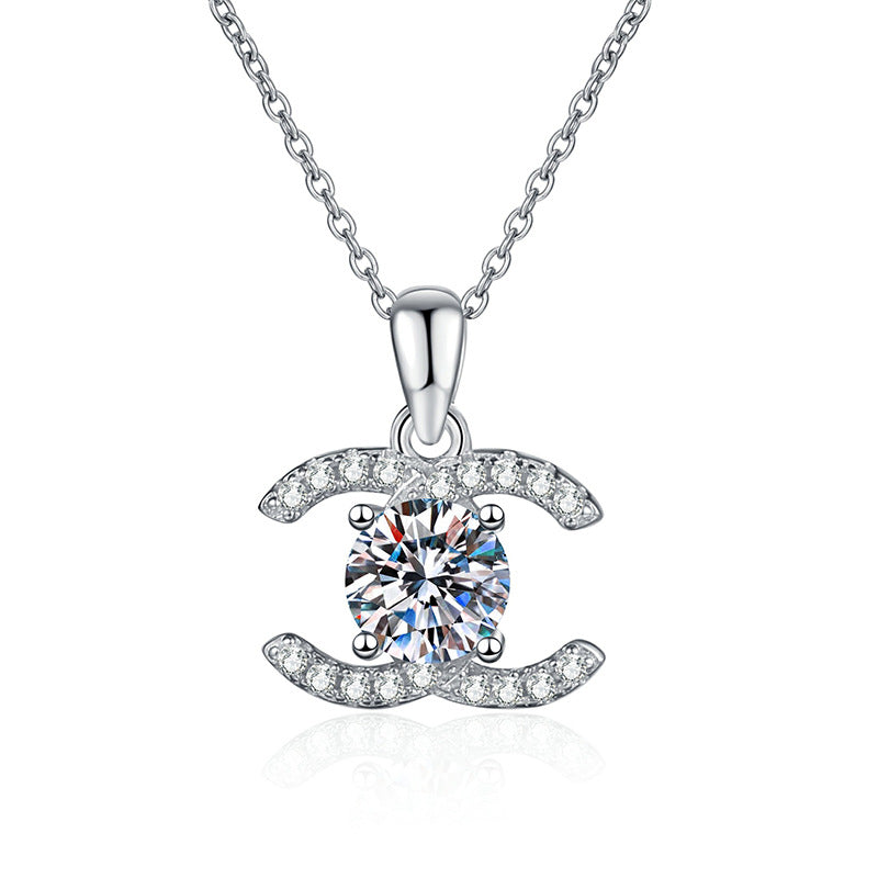 [AM]CLASSIC INTERLOCKING MOISSANITE PENDANT NECKLACE