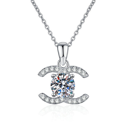 [AM]CLASSIC INTERLOCKING MOISSANITE PENDANT NECKLACE
