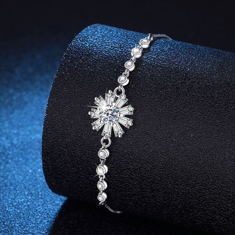 [AM]RADIANT ICY CRYSTAL SUNFLOWER MOISSANITE BRACELET