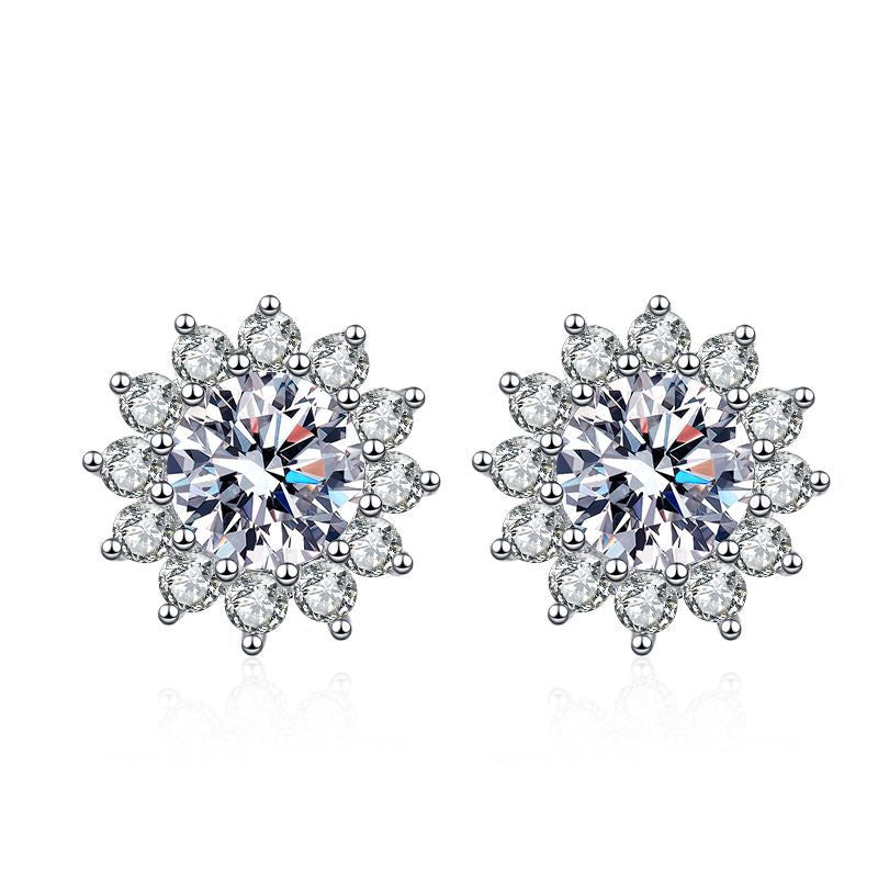 [AM]BLOOMING SUNFLOWER MOISSANITE STUD EARRINGS