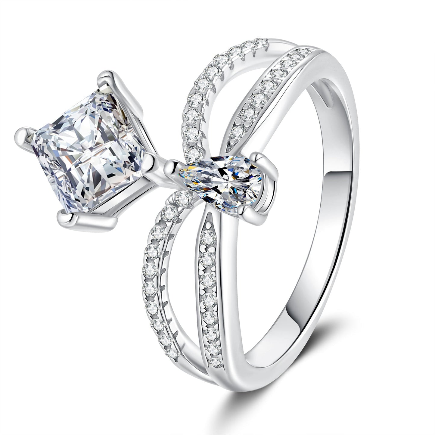 [AM]ELEGANT DOUBLE-TWISTED MOISSANITE RING