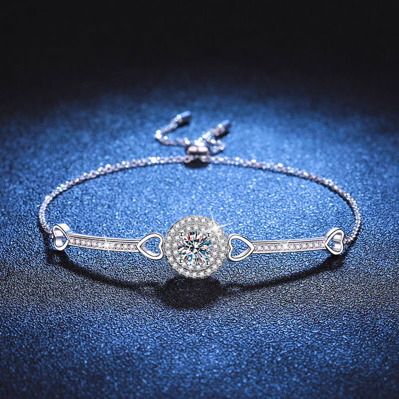 [AM]INTERLOCKING HEART & CIRCLE MOISSANITE BRACELET