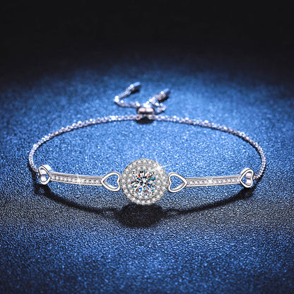 [AM]INTERLOCKING HEART & CIRCLE MOISSANITE BRACELET