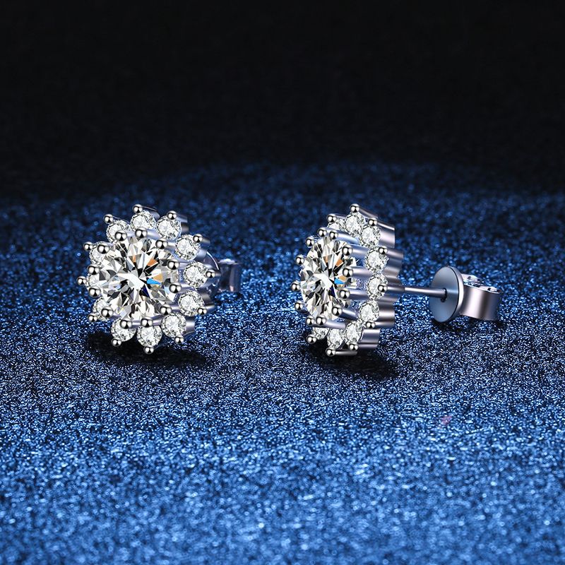 [AM]BLOOMING SUNFLOWER MOISSANITE STUD EARRINGS