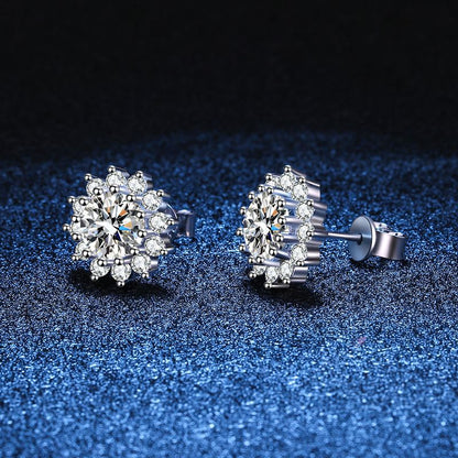 [AM]BLOOMING SUNFLOWER MOISSANITE STUD EARRINGS
