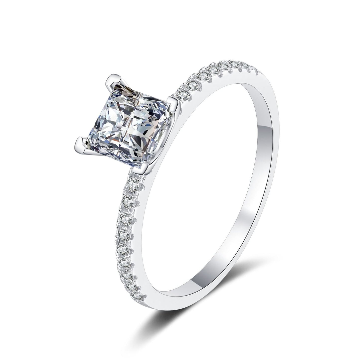 [AM]ELEGANT PRINCESS CUT MOISSANITE ENGAGEMENT RING