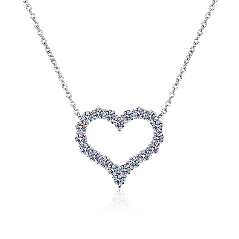 [AM]ROMANTIC HEART MOISSANITE PENDANT NECKLACE