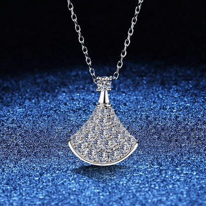 [AM]ELEGANT FAN-SHAPED MOISSANITE PENDANT NECKLACE