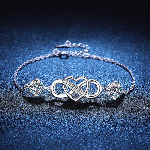 [AM]DOUBLE-STONE "LOVE LINK" MOISSANITE BRACELET
