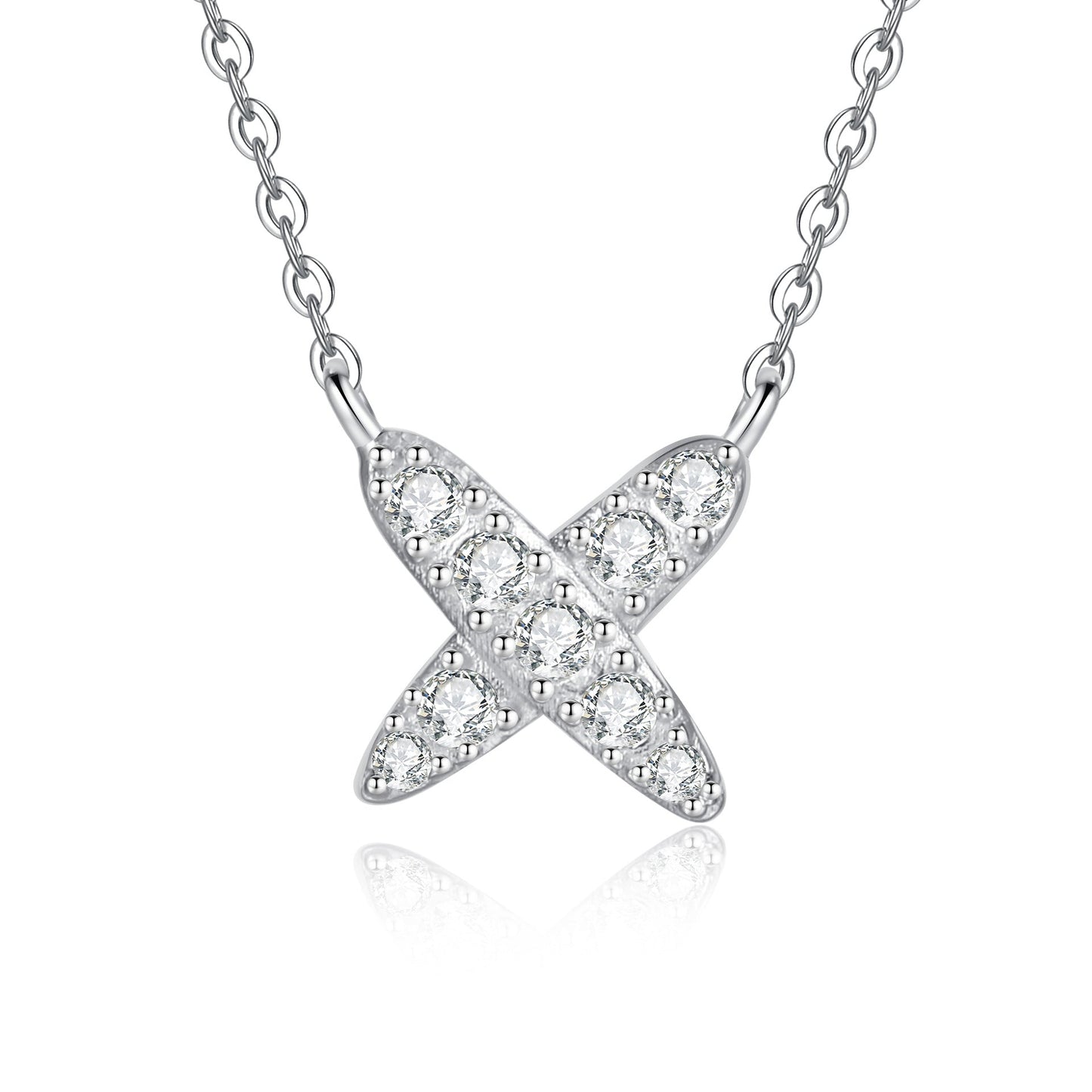 [AM]MODERN X-SHAPE PAVÉ MOISSANITE NECKLACE