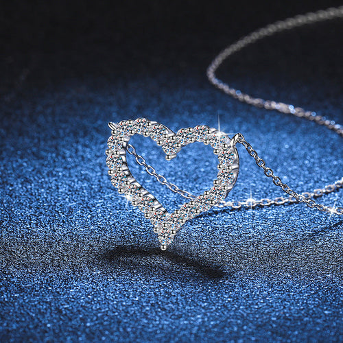 [AM]ROMANTIC HEART MOISSANITE PENDANT NECKLACE