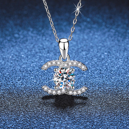 [AM]CLASSIC INTERLOCKING MOISSANITE PENDANT NECKLACE