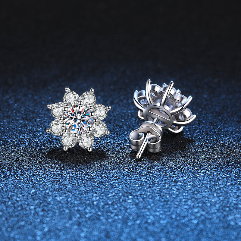 [AM]RADIANT SUNFLOWER MOISSANITE STUD EARRINGS