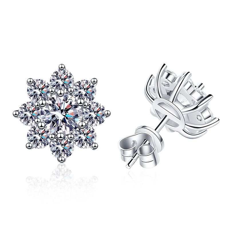 [AM]RADIANT SUNFLOWER MOISSANITE STUD EARRINGS