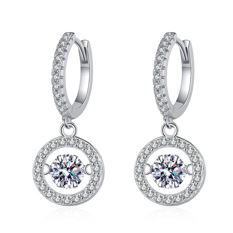 [AM]DANCING MOISSANITE HALO DROP HOOP EARRINGS