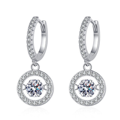 [AM]DANCING MOISSANITE HALO DROP HOOP EARRINGS