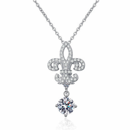 [AM]ROYAL FLEUR-DE-LIS MOISSANITE PENDANT NECKLACE