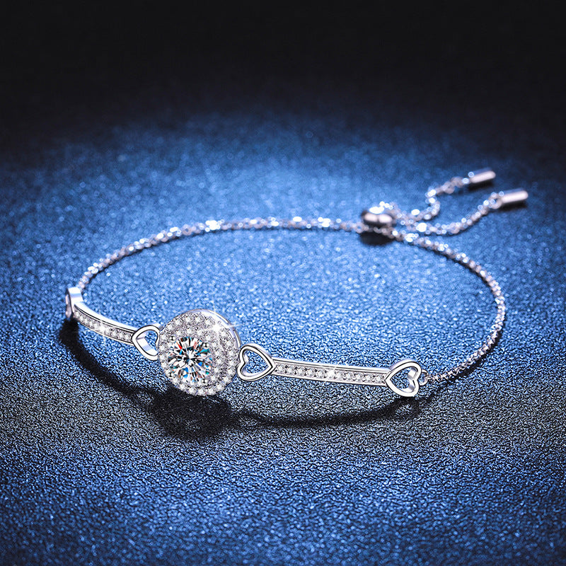 [AM]INTERLOCKING HEART & CIRCLE MOISSANITE BRACELET