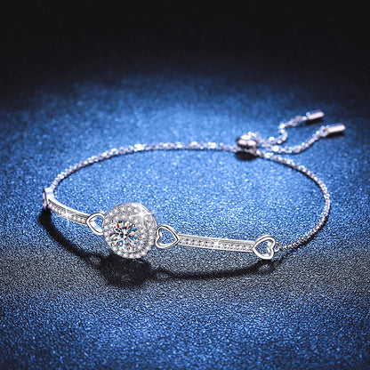 [AM]INTERLOCKING HEART & CIRCLE MOISSANITE BRACELET