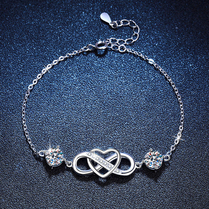 [AM]DOUBLE-STONE "LOVE LINK" MOISSANITE BRACELET