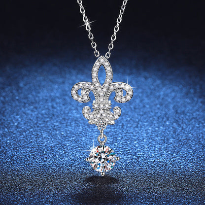 [AM]ROYAL FLEUR-DE-LIS MOISSANITE PENDANT NECKLACE