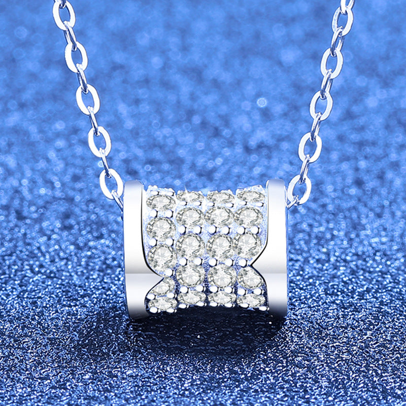 [AM]FULL-PAVE "HOURGLASS" MOISSANITE NECKLACE