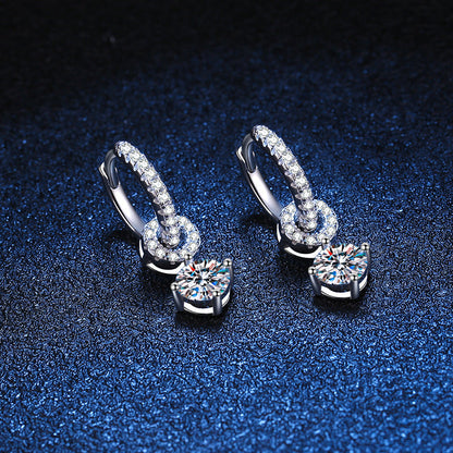 [AM]INTERLOCKING DOUBLE RING MOISSANITE DROP EARRINGS