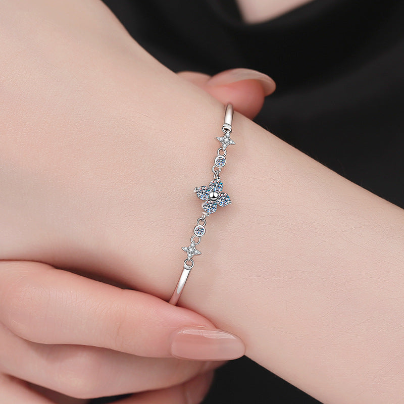 [AM]CLOVER & TWIN-STAR MOISSANITE BRACELET