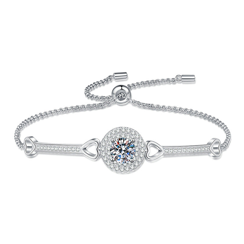 [AM]INTERLOCKING HEART & CIRCLE MOISSANITE BRACELET