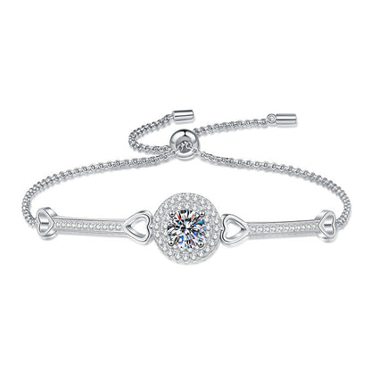 [AM]INTERLOCKING HEART & CIRCLE MOISSANITE BRACELET