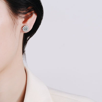 [AM]BLOOMING SUNFLOWER MOISSANITE STUD EARRINGS