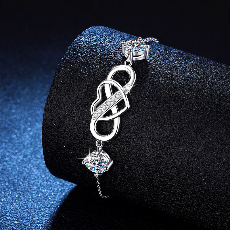 [AM]DOUBLE-STONE "LOVE LINK" MOISSANITE BRACELET