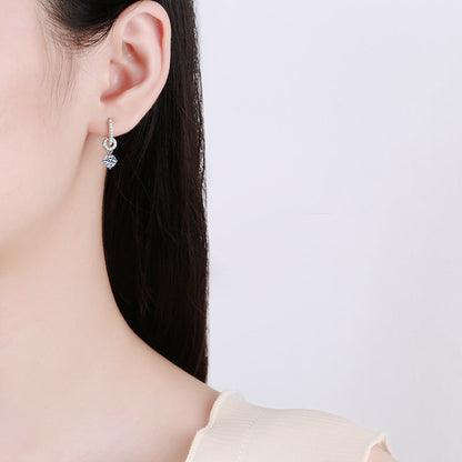 [AM]INTERLOCKING DOUBLE RING MOISSANITE DROP EARRINGS