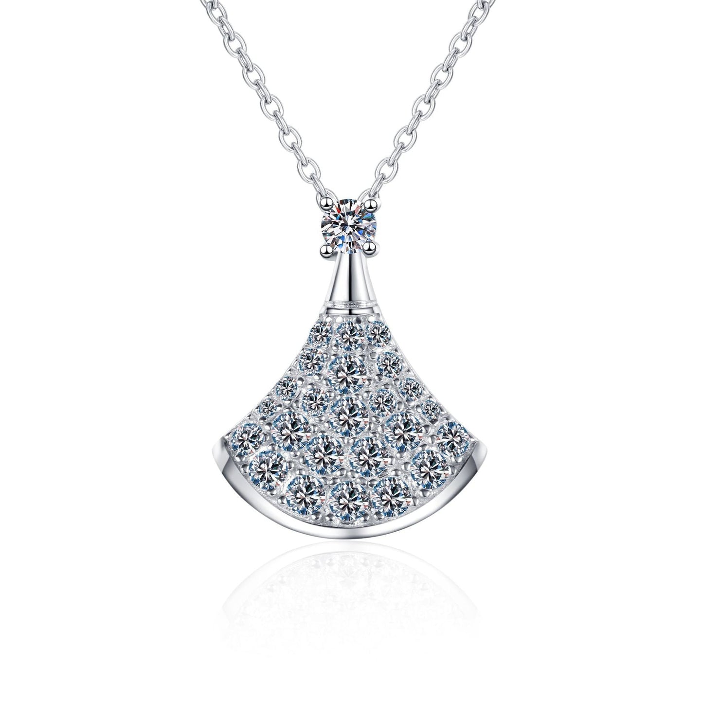[AM]ELEGANT FAN-SHAPED MOISSANITE PENDANT NECKLACE
