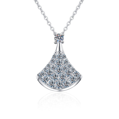 [AM]ELEGANT FAN-SHAPED MOISSANITE PENDANT NECKLACE