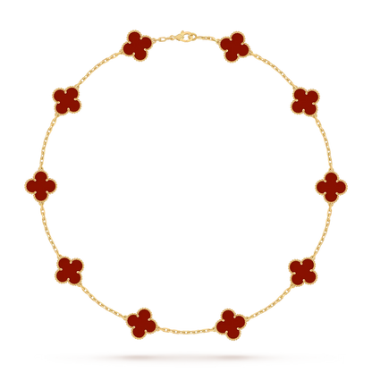 [AM]CLASSIC LUCKY 10-MOTIF CLOVER NECKLACE GOLD COLLECTION
