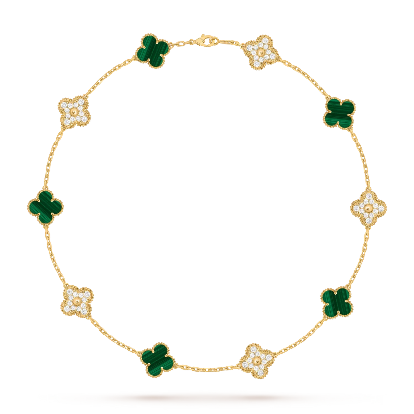 [AM]CLASSIC LUCKY 10-MOTIF CLOVER NECKLACE GOLD COLLECTION