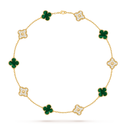 [AM]CLASSIC LUCKY 10-MOTIF CLOVER NECKLACE GOLD COLLECTION