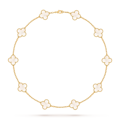 [AM]CLASSIC LUCKY 10-MOTIF CLOVER NECKLACE GOLD COLLECTION