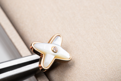 [AM]JEUX DE WHITE MOP ROSE GOLD DIAMOND EARRINGS