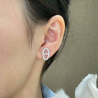 [AM]HM FULL DIAMOND PIG NOSE STUD EARRINGS