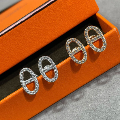 [AM]HM FULL DIAMOND PIG NOSE STUD EARRINGS