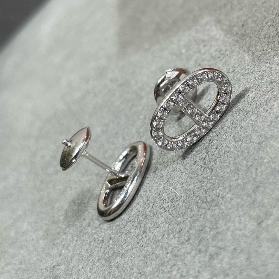 [AM]HM FULL DIAMOND PIG NOSE STUD EARRINGS